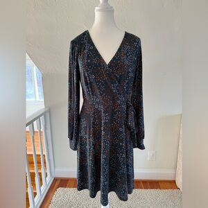 Kaileigh Dark Floral Long Sleeve Wrap Dress